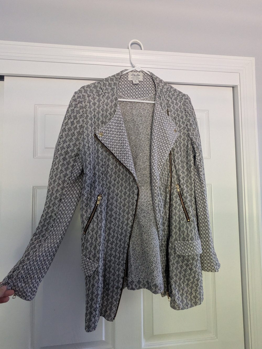 Lucky Lotus Cozy Textured Open Cardigan Jacket - Gray